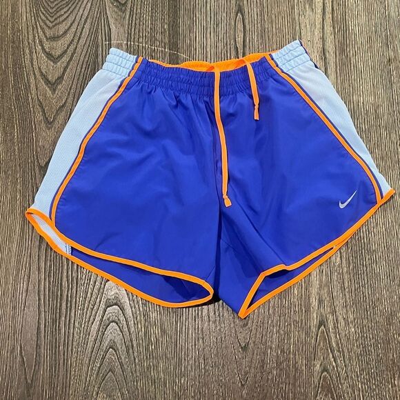 Nike Pants - Nike Dri-Fit Running Shorts High-Rise Elastic Waist Pull-O Blue Orange Size S